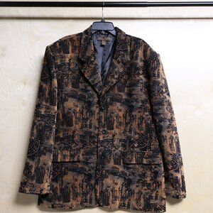 SYLLABLES Men's New York Cityscape Print Blazer Sz XL